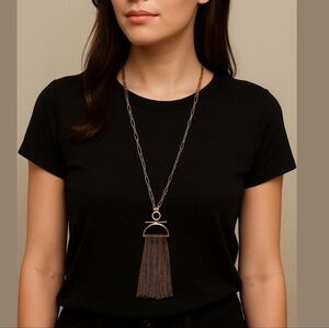 Gold Chain Tassel Necklace